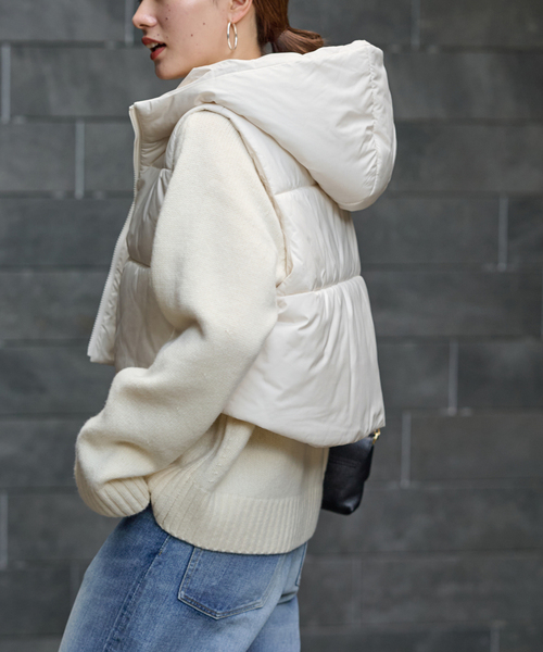 FRAMeWORK（フレームワーク）の「パファーショートベスト（ダウンベスト・レディース・サックスブルー/ホワイト系その他・FREE）」の12枚目の写真