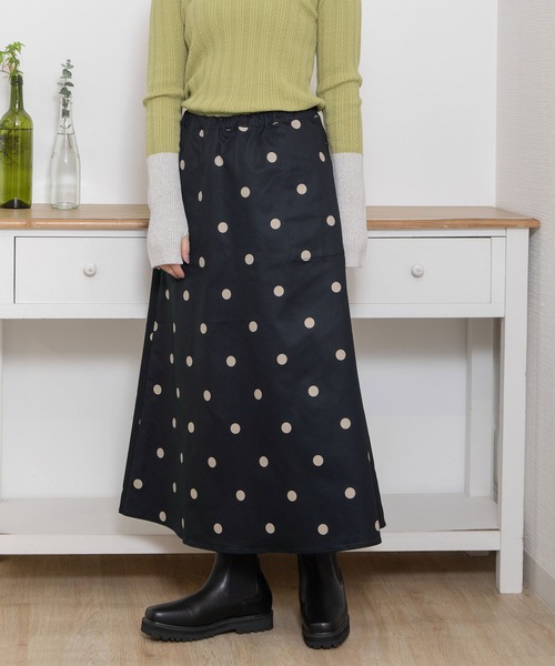 POU DOU DOU（プードゥドゥ）の「ドットプリントAラインスカート（スカート・レディース・ブラック/グレー系その他/グリーン・3）」の12枚目の写真