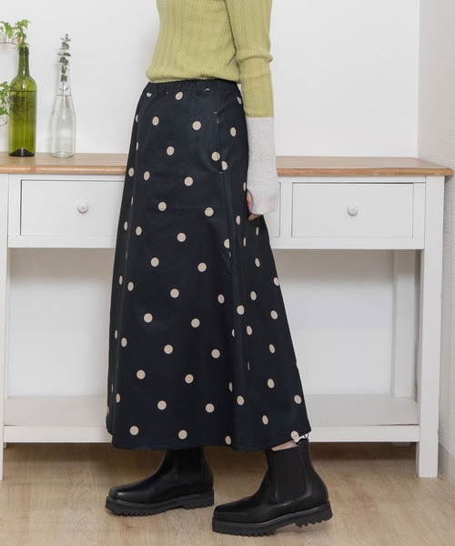 POU DOU DOU（プードゥドゥ）の「ドットプリントAラインスカート（スカート・レディース・ブラック/グレー系その他/グリーン・3）」の13枚目の写真