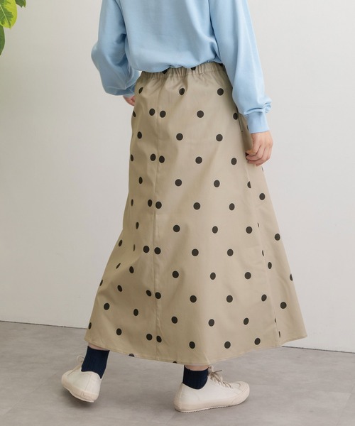 POU DOU DOU（プードゥドゥ）の「ドットプリントAラインスカート（スカート・レディース・ブラック/グレー系その他/グリーン・3）」の21枚目の写真