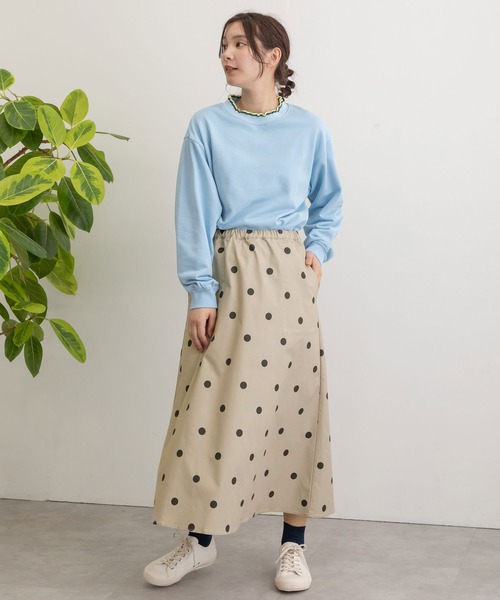 POU DOU DOU（プードゥドゥ）の「ドットプリントAラインスカート（スカート・レディース・ブラック/グレー系その他/グリーン・3）」の22枚目の写真
