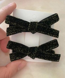 DiamondHearts(ダイヤモンドハーツ)のベロア プチリボンヘアクリップ2個セット(バレッタ/ヘアクリップ)