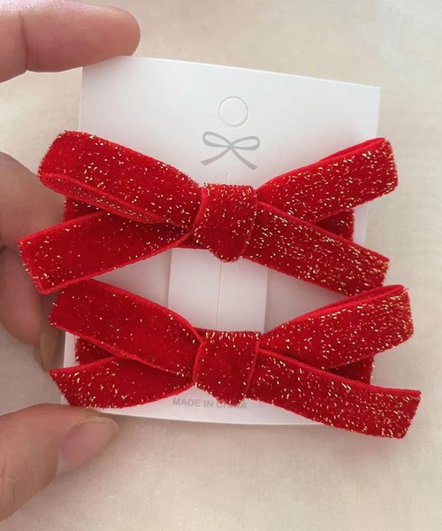 DiamondHearts(ダイヤモンドハーツ)の「ベロア プチリボンヘアクリップ2個セット(バレッタ/ヘアクリップ・レディース・ブラック/ベージュ/ピンク/レッド系その他2/レッド/ブラック系その他/レッド系その他・FREE)」の6枚目の写真