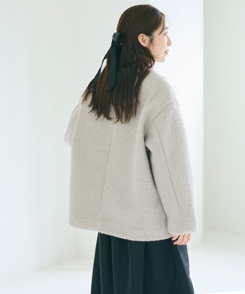 coca（coca）（コカ）の「【WEB限定セール】プードルボア金釦ノーカラーコート（ノーカラーコート・レディース・アイボリー/ネイビー/ダークベージュ/ブラウン/ライトグレー・M/L/S）」の17枚目の写真