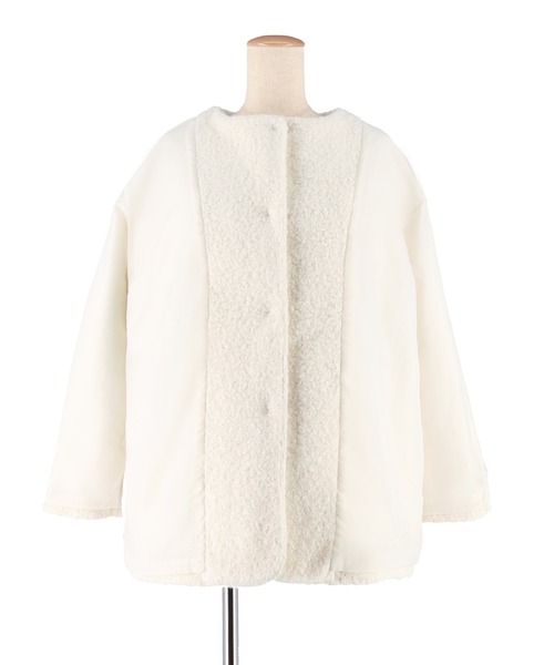 【coca】プードルボアノーカラーコート プードルボア金釦ノーカラーコート（ノーカラーコート）｜coca（coca