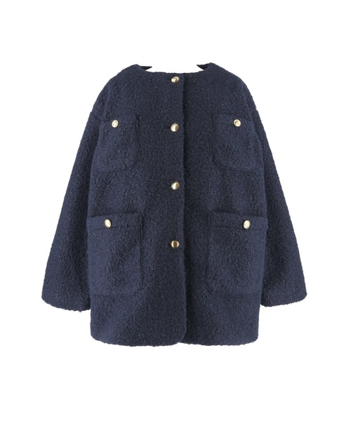 【coca】プードルボアノーカラーコート プードルボア金釦ノーカラーコート（ノーカラーコート）｜coca