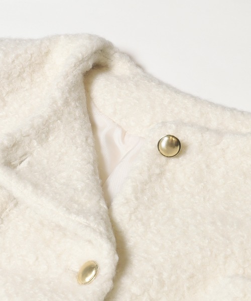 【coca】プードルボアノーカラーコート コカ coca プードルボアノーカラーコート （Lt.gray） -ファッション