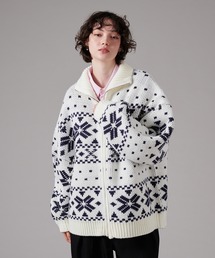 ONCILY(IVF[)NORDIC PATTERN COWICHAN ZIP KNIT / mfBbNJE`Wbvjbg(jbg/Z[^[)