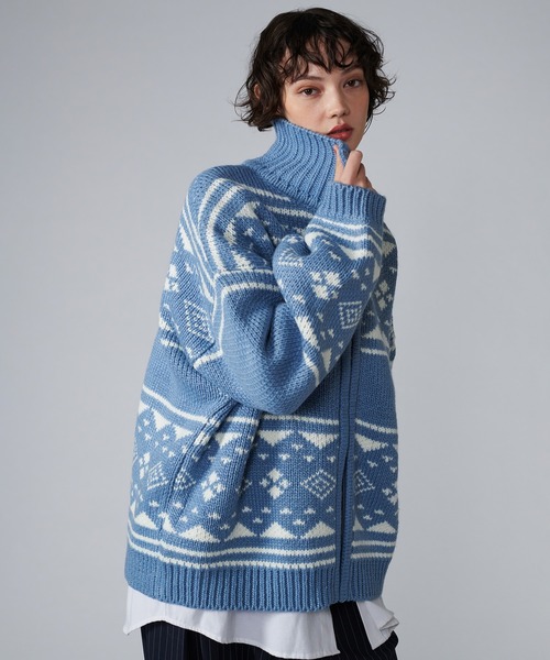 【極美品】ラッセルノ STITCH BLOUSON ルチャ 総柄 完売品 2XL ブルゾン luffy Cowichan with Glitchy