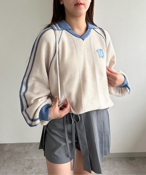 apres jour mignon(アプレジュールミニョン)の「ゲームシャツニット【ZOZOTOWN限定アイテム】(ニット/セーター・レディース・ブラック/アイボリー/ネイビー・フリー/X-LARGE)」の1枚目の写真