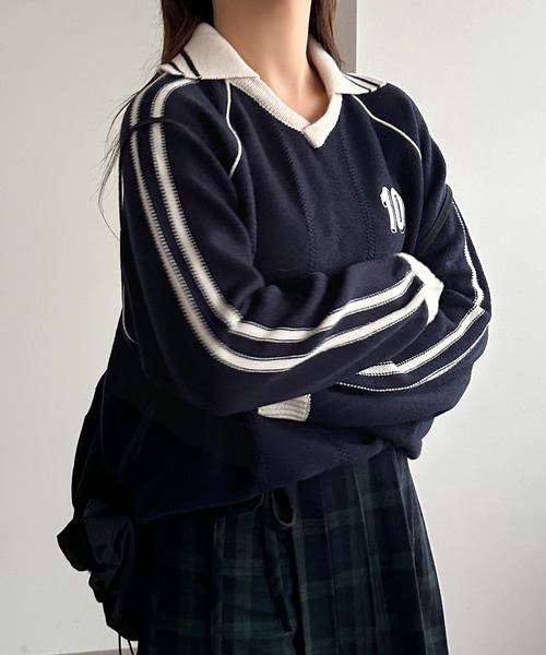 apres jour mignon(アプレジュールミニョン)の「ゲームシャツニット【ZOZOTOWN限定アイテム】(ニット/セーター・レディース・ブラック/アイボリー/ネイビー・フリー/X-LARGE)」の5枚目の写真