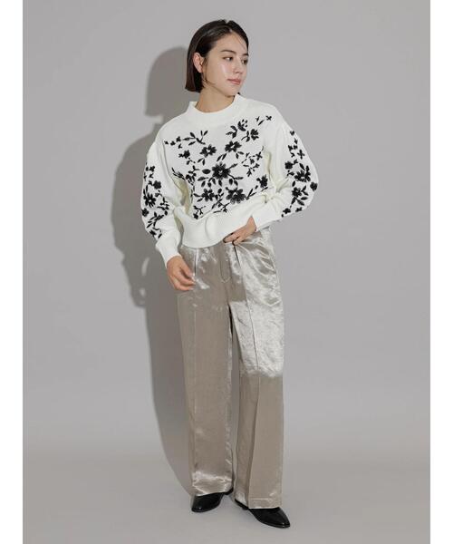 Te chichi CLASSIC（テチチクラシック）の「エンブロイダリーニット（ニット/セーター・レディース・チャコールグレー/オフホワイト・F）」の5枚目の写真