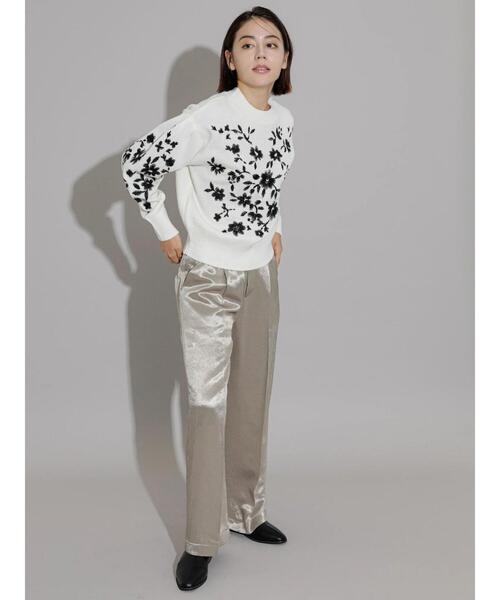 Te chichi CLASSIC（テチチクラシック）の「エンブロイダリーニット（ニット/セーター・レディース・チャコールグレー/オフホワイト・F）」の4枚目の写真