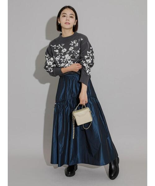 Te chichi CLASSIC（テチチクラシック）の「エンブロイダリーニット（ニット/セーター・レディース・チャコールグレー/オフホワイト・F）」の3枚目の写真