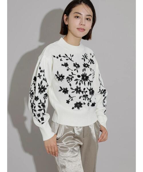 Te chichi CLASSIC（テチチクラシック）の「エンブロイダリーニット（ニット/セーター・レディース・チャコールグレー/オフホワイト・F）」の13枚目の写真