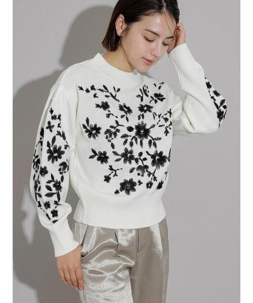 Te chichi CLASSIC（テチチクラシック）の「エンブロイダリーニット（ニット/セーター・レディース・チャコールグレー/オフホワイト・F）」の14枚目の写真