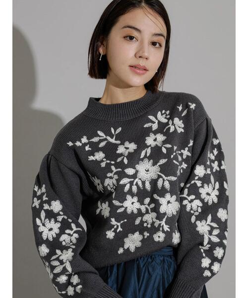 Te chichi CLASSIC（テチチクラシック）の「エンブロイダリーニット（ニット/セーター・レディース・チャコールグレー/オフホワイト・F）」の19枚目の写真