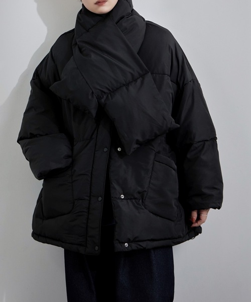 リミフゥ マフラー付きジャケット／黒 リミフゥ マフラー付きジャケット／黒 リミフゥ マフラー付き