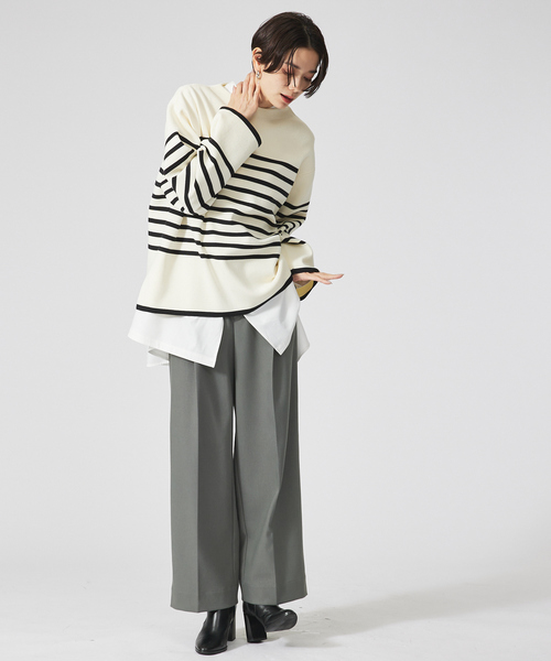 qualite（カリテ）の「ウォームフラノストレートパンツ（その他パンツ・レディース・カーキ/アイボリー/ベージュ・36/40/38）」の5枚目の写真