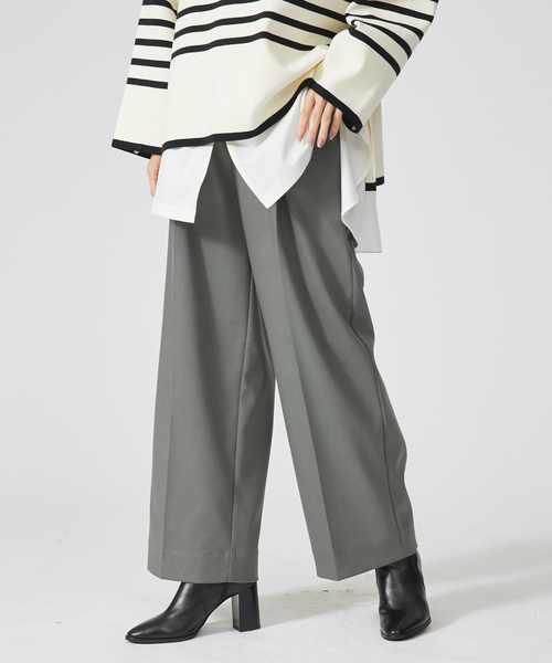 qualite（カリテ）の「ウォームフラノストレートパンツ（その他パンツ・レディース・カーキ/アイボリー/ベージュ・36/40/38）」の8枚目の写真