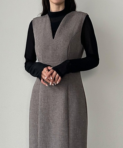 Louere（ルエレ）の「深Vネックツイードマーメイドジャンパースカート（ジャンパースカート・レディース・ブラウン系その他/アイボリー/ブラック/ブラウン/ネイビー・X-LARGE/LARGE/MEDIUM/SMALL）」の21枚目の写真