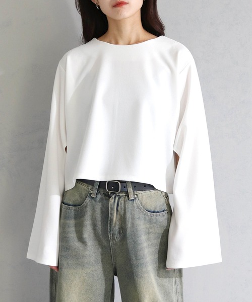 cheriella（シェリエラ）の「【cheriella】WEB限定カットジョーゼット２WAYカットアウトスリーブプルオーバー（完売）（Tシャツ/カットソー・レディース・ブラック/ブルー/オフホワイト・M）」の11枚目の写真