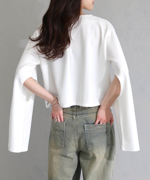 cheriella（シェリエラ）の「【cheriella】WEB限定カットジョーゼット２WAYカットアウトスリーブプルオーバー（完売）（Tシャツ/カットソー・レディース・ブラック/ブルー/オフホワイト・M）」の14枚目の写真