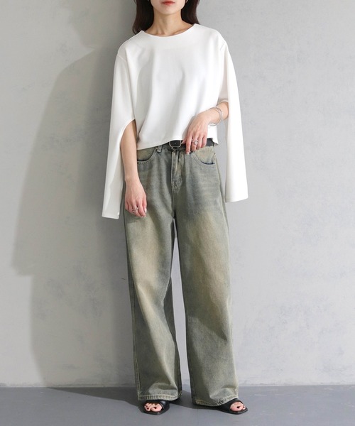 cheriella（シェリエラ）の「【cheriella】WEB限定カットジョーゼット２WAYカットアウトスリーブプルオーバー（完売）（Tシャツ/カットソー・レディース・ブラック/ブルー/オフホワイト・M）」の15枚目の写真