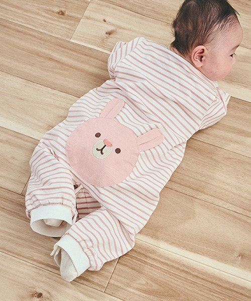 お尻アニマルボーダー長袖2wayオール（ロンパース）｜kladskap（クレードスコープ）