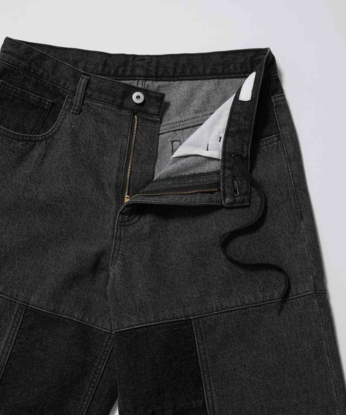 re_k by JUNRED（レクバイジュンレッド）の「re_k by JUNRED / オーバーワイドパッチワークパンツ（デニムパンツ・メンズ・ブラック/ホワイト・S/M/L）」の18枚目の写真