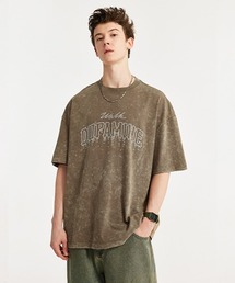 オーバーサイズ ウォッシュドダメージ加工 リベットレターTシャツ