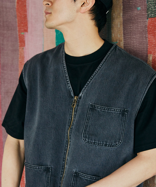 JOURNAL STANDARD relume（ジャーナルスタンダード　レリューム）の「AMERICAN デニムベスト by COTTON USA（ベスト・メンズ・ブルー/ブラック・MEDIUM/LARGE）」の8枚目の写真