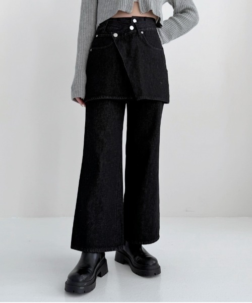 Heather(ヘザー)の「アソートレイヤードパンツ 105242(デニムパンツ・レディース・ブラック/グレー系その他・S/M)」の2枚目の写真