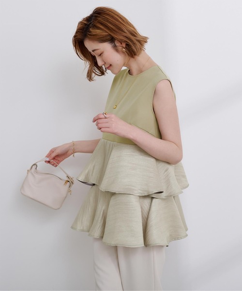 UR'S（ユアーズ）の「ノースリーブティアードトップス（タンクトップ・レディース・ブラック/ライトカーキ/ホワイト・M/L/S）」の13枚目の写真