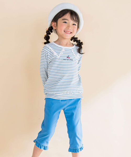 Noeil aime BeBe(ノイユエイムベベ)の「ストレッチツイル裾レースパンツ(80~130cm)(その他パンツ・キッズ・ブルー/ピンク・130cm/120cm/100cm/90cm/110cm/80cm)」の4枚目の写真