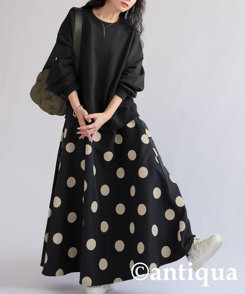 antiqua（アンティカ）の「ドットドッキングワンピース（ワンピース・レディース・ブラック・ONESIZE）」の2枚目の写真