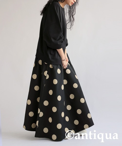 antiqua（アンティカ）の「ドットドッキングワンピース（ワンピース・レディース・ブラック・ONESIZE）」の6枚目の写真
