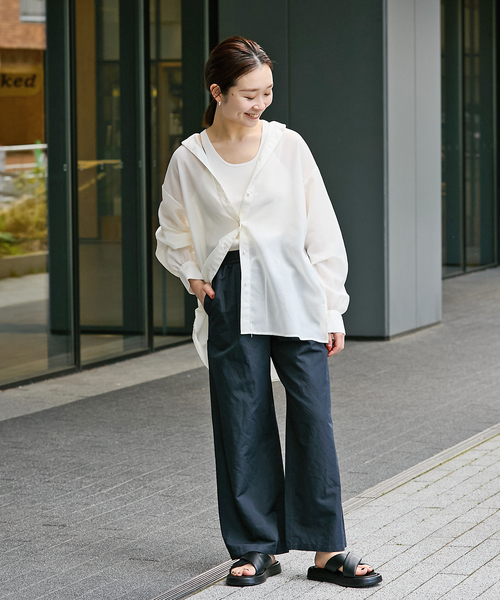 24SS IENAイエナ パールボタンプルオーバーシャツ◆パフスリーブブラウス 24SS パールボタンプルオーバーシャツ ブラウス ショート ハーフ