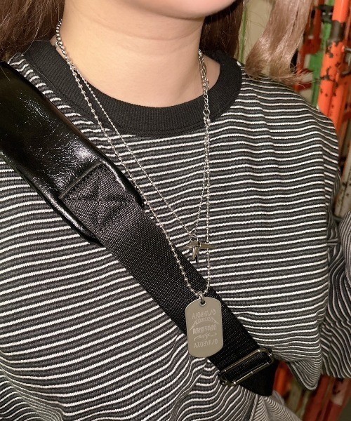 AJOBYAJO（アジョバイアジョ）の「韓国ブランド AJOBYAJO アジョバイアジョ Dog Tag Layered Necklace チェーンネックレス シルバーネックレス レイヤードネックレス シルバーアクセサリー タグネックレス 韓国ストリート 韓国ファッション（ネックレス・メンズ・シルバー・ONE SIZE）」の9枚目の写真