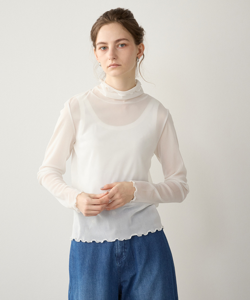 LE SOUK HOLIDAY(ルスークホリデー)の「パワーネットハイネックプルオーバー(Tシャツ/カットソー・レディース・ブラック/ブルー/オフホワイト・M/L)」の1枚目の写真