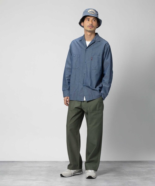 GUNG HO（ガンホー）の「【GUNG HO】別注ワークシャンブレーシャツ（シャツ/ブラウス・メンズ・ブルー/ダークインディゴブルー・M/L/XL）」の6枚目の写真