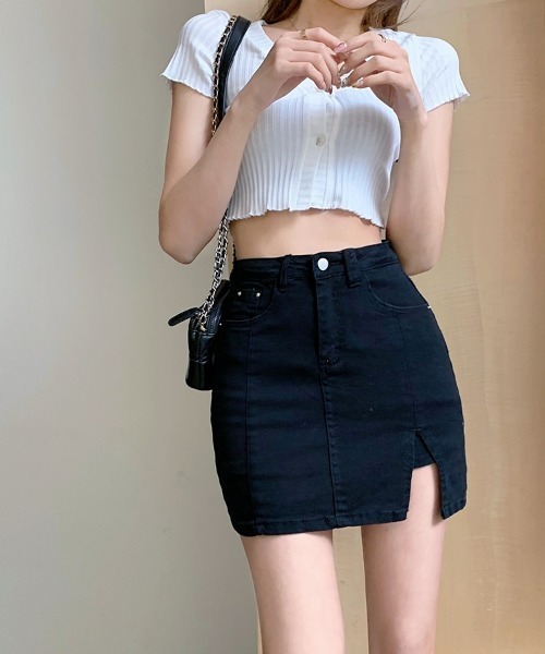 SEU(エスイーユー)の「サイドスリットデニムミニスカートパンツ スカート風 デニムショートパンツ ミニスカート 脚長効果(スカート・レディース・ブルー/ホワイト/チャコール/ベージュ/ブラック・M/L)」の18枚目の写真