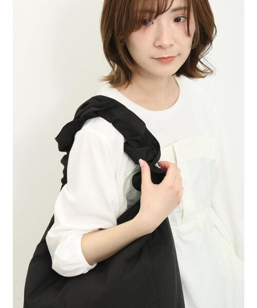 Samansa Mos2 blue（サマンサモスモスブルー）の「ドロストナイロンバッグ（ハンドバッグ・レディース・キナリ/サックスブルー/ブラック・F）」の7枚目の写真