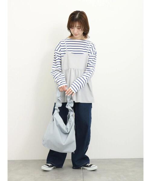 Samansa Mos2 blue（サマンサモスモスブルー）の「ドロストナイロンバッグ（ハンドバッグ・レディース・キナリ/サックスブルー/ブラック・F）」の13枚目の写真