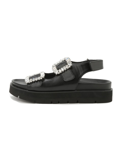 Juze（ジュゼ）の「【軽量】ビジューバックル厚底フットベットサンダル（サンダル・レディース・ホワイト/ブラック・L/M/S）」の14枚目の写真