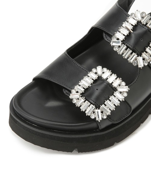 Juze（ジュゼ）の「【軽量】ビジューバックル厚底フットベットサンダル（サンダル・レディース・ホワイト/ブラック・L/M/S）」の16枚目の写真