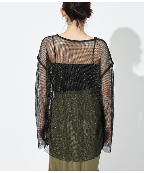 Settimissimo（セッティミッシモ）の「ラメ混 メッシュ プルオーバー クルーネック 長袖（Tシャツ/カットソー・レディース・ブラック/オフホワイト・FREE）」の11枚目の写真