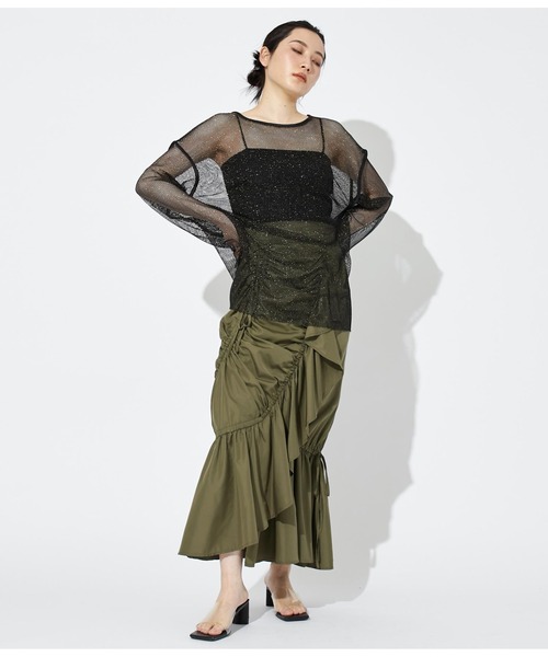 Settimissimo（セッティミッシモ）の「ラメ混 メッシュ プルオーバー クルーネック 長袖（Tシャツ/カットソー・レディース・ブラック/オフホワイト・FREE）」の12枚目の写真