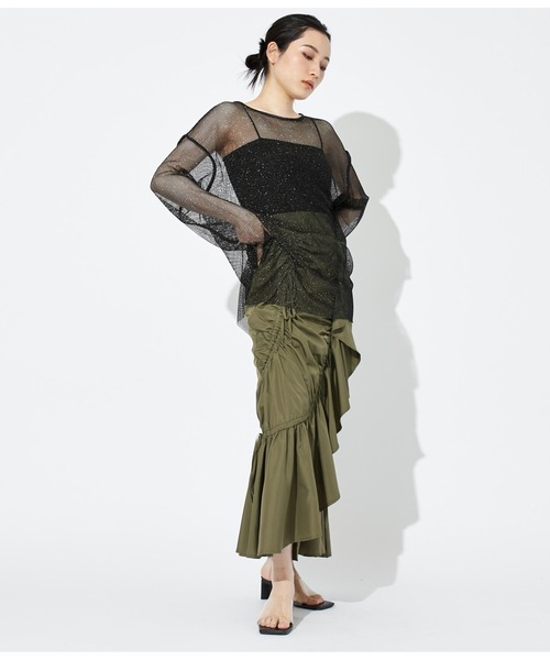 Settimissimo（セッティミッシモ）の「ラメ混 メッシュ プルオーバー クルーネック 長袖（Tシャツ/カットソー・レディース・ブラック/オフホワイト・FREE）」の13枚目の写真