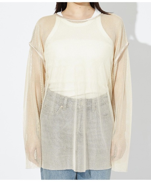 Settimissimo（セッティミッシモ）の「ラメ混 メッシュ プルオーバー クルーネック 長袖（Tシャツ/カットソー・レディース・ブラック/オフホワイト・FREE）」の16枚目の写真